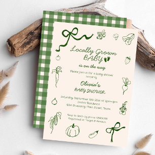 Hand Drawn Locally Grown Baby Shower Invitation
