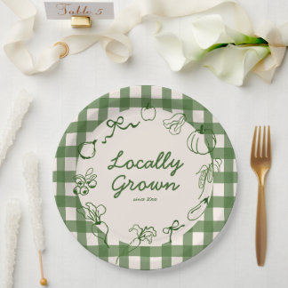 Hand Drawn Locally Grown Farm 1st Birthday Paper Plates