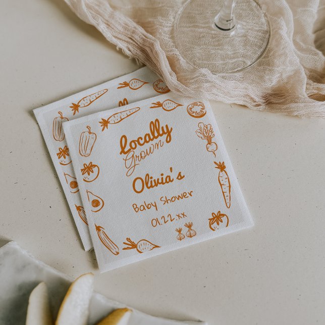 Hand Drawn Locally Grown Vegetables Baby Shower Napkins (Creator Uploaded)