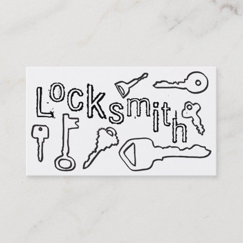 hand_drawn locksmith black and white business card