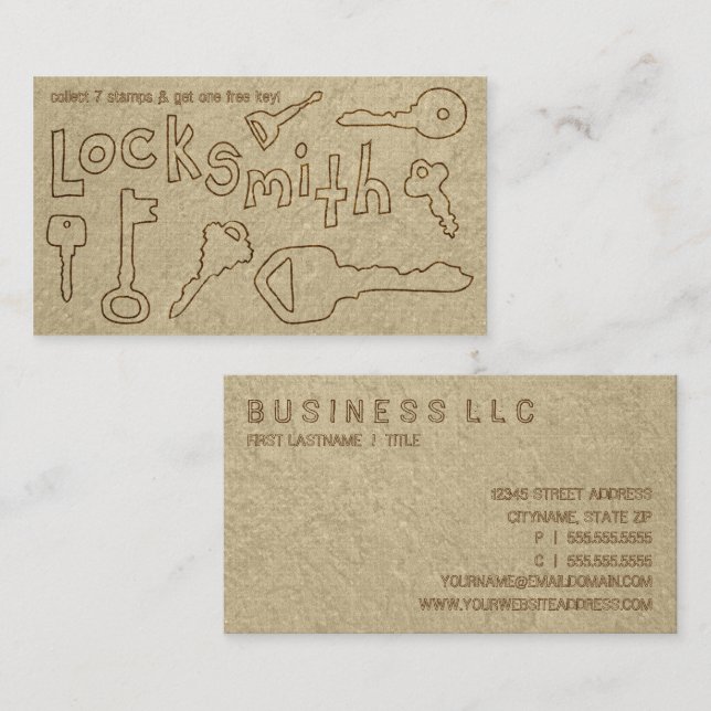 hand-drawn locksmith loyalty card (Front/Back)