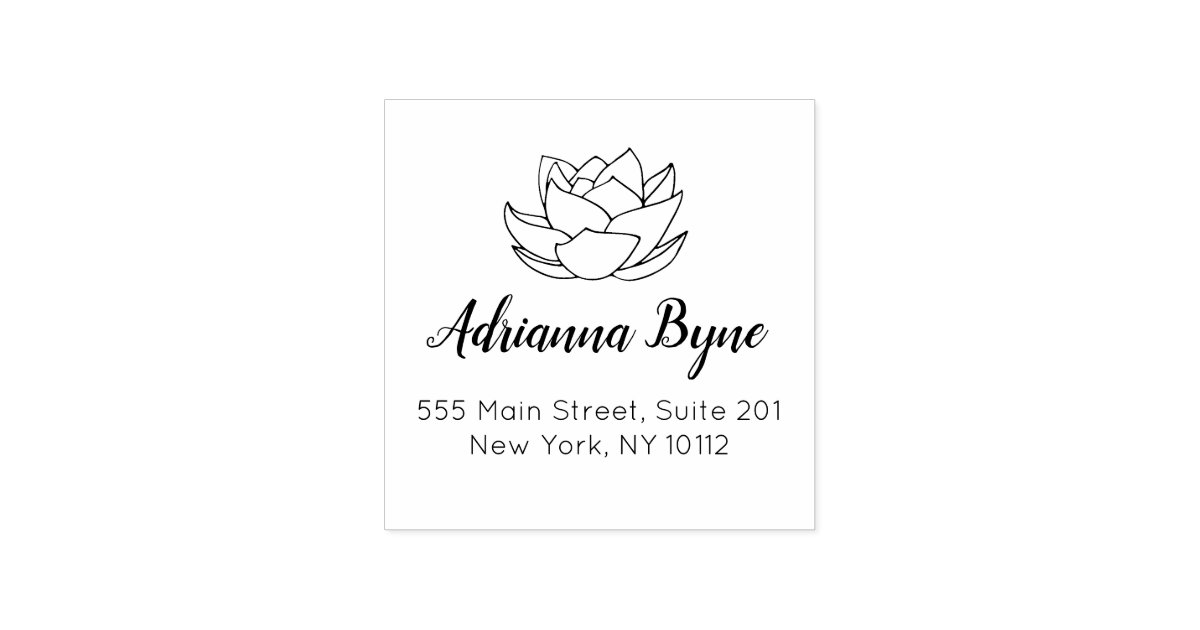 Hand Drawn Lotus Flower Rubber Stamp | Zazzle