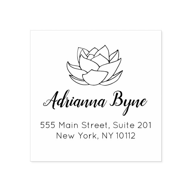 Hand Drawn Lotus Flower Rubber Stamp (Imprint)