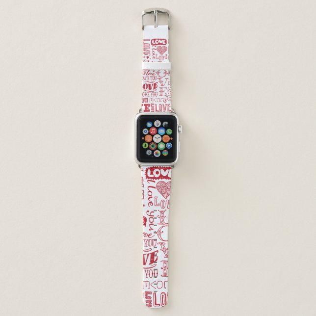 hand-drawn love doodles  apple watch band (Front)