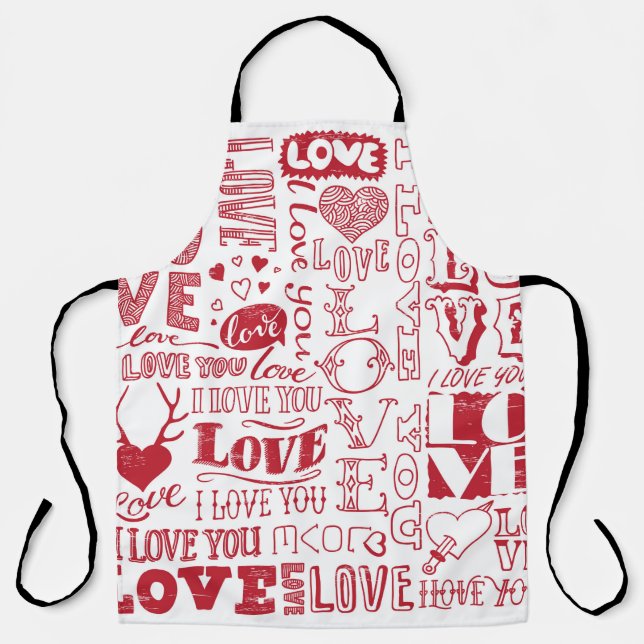 hand-drawn love doodles  apron (Front)