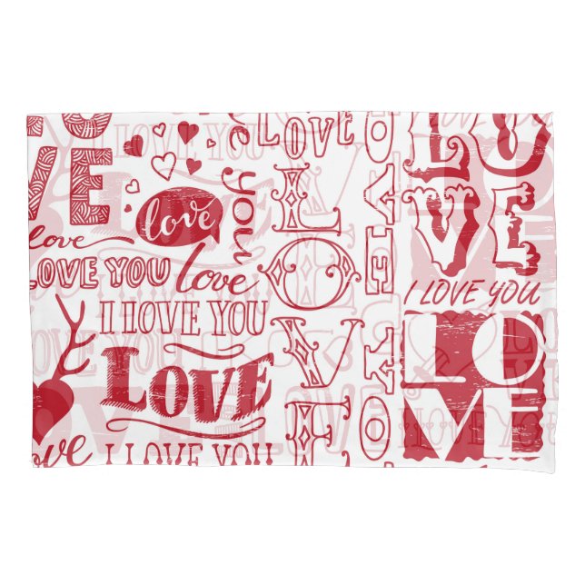 Hand-drawn love doodles, charming pattern. pillow case (Front)