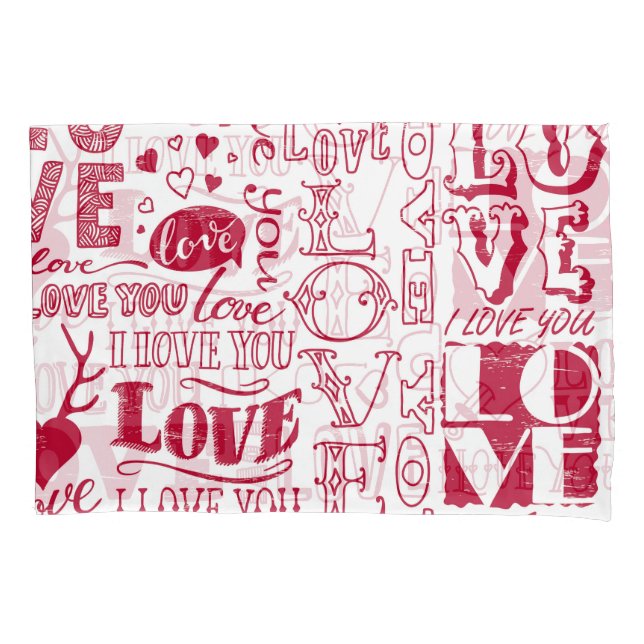 Hand-drawn love doodles, charming pattern. pillow case (Front)