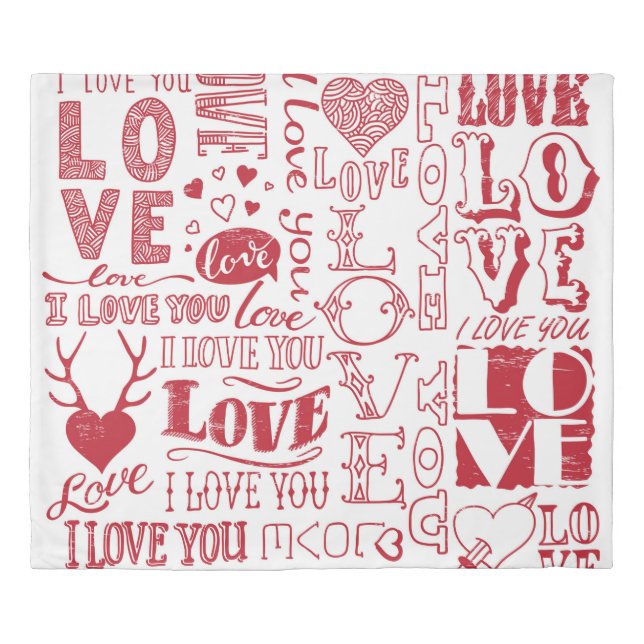 hand-drawn love doodles  duvet cover (Front)