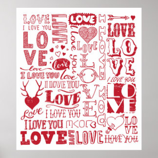 hand-drawn love doodles poster