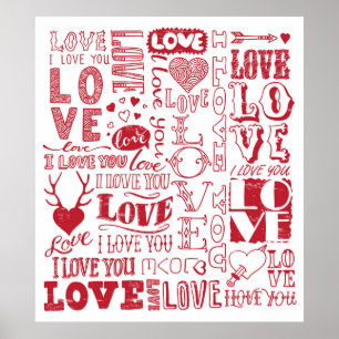 hand-drawn love doodles poster