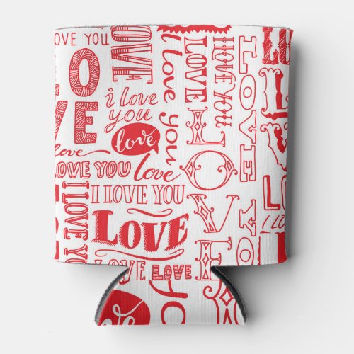 Hand_Drawn Love Doodles Seamless Background Can Cooler