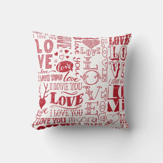 hand-drawn love doodles  throw pillow (Front)