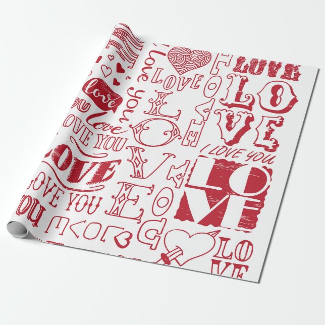 hand-drawn love doodles  wrapping paper (Unrolled)