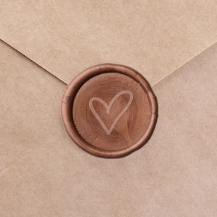 Hand Drawn Love Heart Outline Wedding Wax Seal Sticker