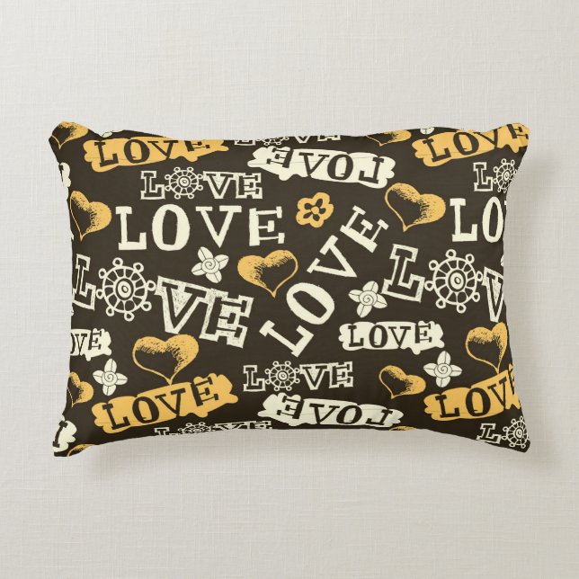 Hand Drawn Love Pattern Decorative Pillow (Front)