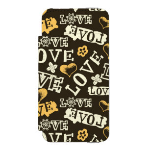 Hand Drawn Love Pattern iPhone SE/5/5s Wallet Case