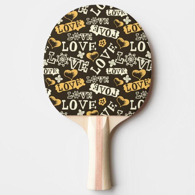 Hand Drawn Love Pattern Ping-Pong Paddle (Front)