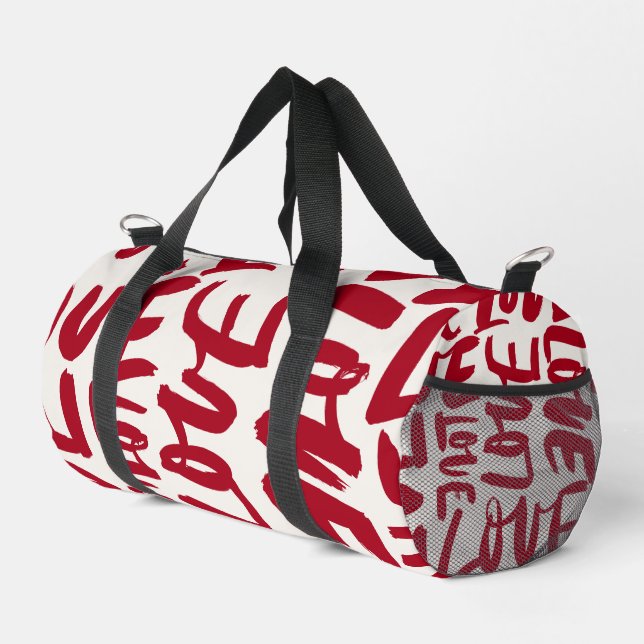 Hand-Drawn Love Pattern Playful Modern Romantic  Duffle Bag (Right Corner)