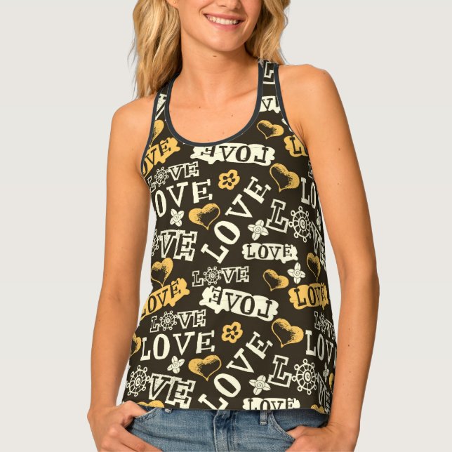 Hand Drawn Love Pattern Tank Top (Front)
