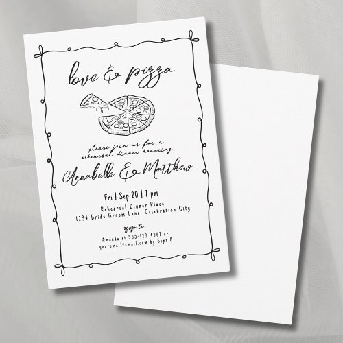 Hand Drawn Love Pizza Wedding Rehearsal Dinner