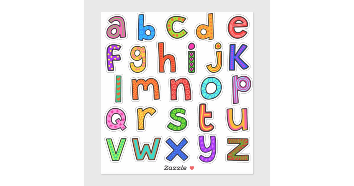 Hand Drawn Lower Case Alphabet Set Sticker | Zazzle