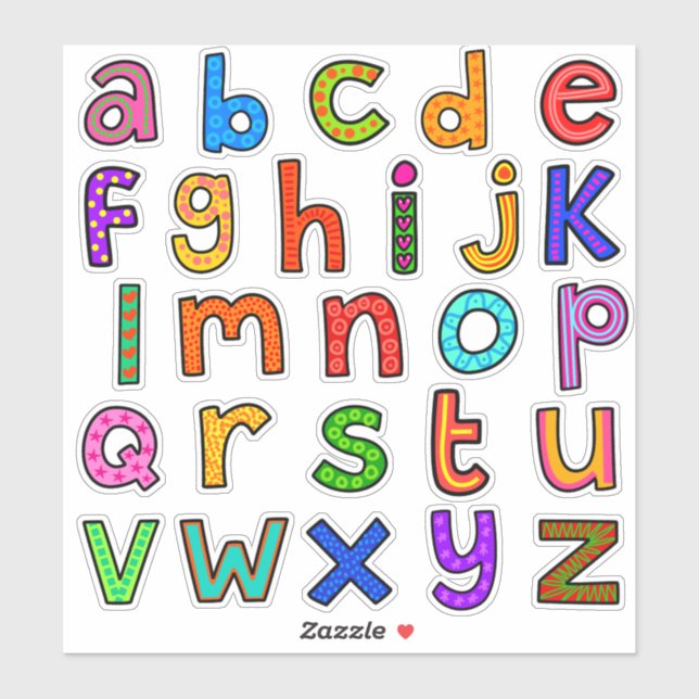 Hand Drawn Lower Case Alphabet Set Sticker (Sheet)