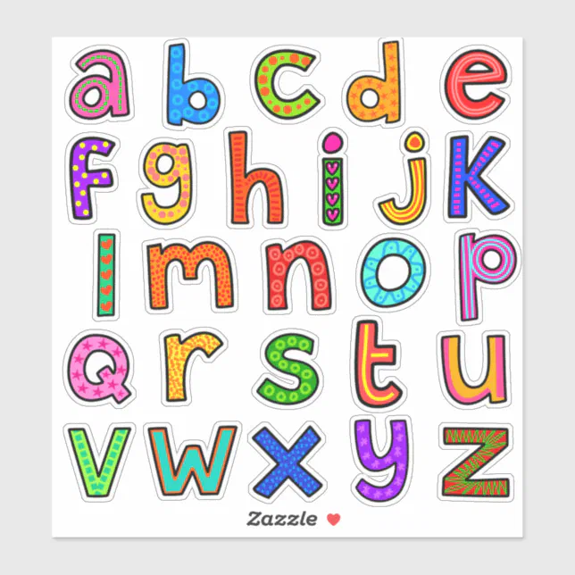 Hand Drawn Lower Case Alphabet Set Sticker | Zazzle