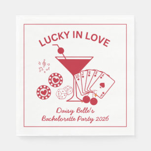 Hand Drawn Lucky In Love Vegas Bachelorette Napkins