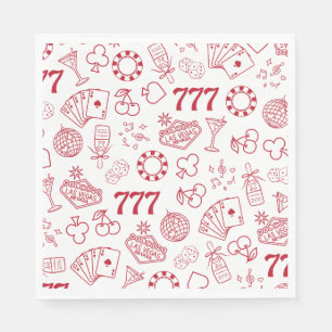 Hand Drawn Lucky In Love Vegas Bachelorette Napkins