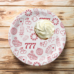 Hand Drawn Lucky In Love Vegas Bachelorette Paper Plates