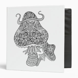 Hand Drawn Magic Mushrooms Doodle Binder