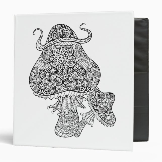 Hand Drawn Magic Mushrooms Doodle Binder (Front/Inside)