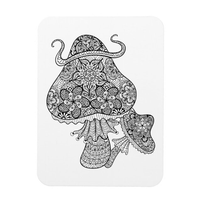 Hand Drawn Magic Mushrooms Doodle Magnet (Vertical)