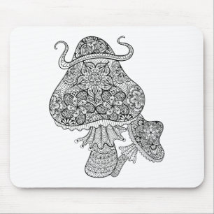 Hand Drawn Magic Mushrooms Doodle Mouse Pad