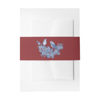 Hand-Drawn Magpie Red Wedding Invitation Belly Band