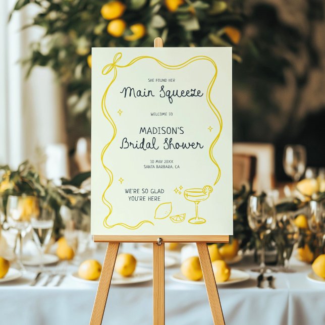 Hand Drawn Main Squeeze Bridal Shower Welcome Foam Board (Creator Uploaded)
