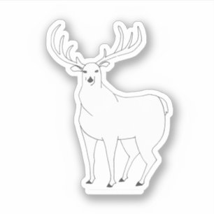 Hand-drawn Majestic Wildlife Stag Whitetail Deer Sticker