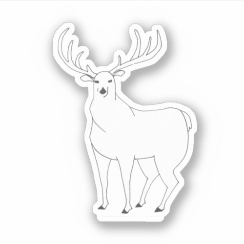 Hand_drawn Majestic Wildlife Stag Whitetail Deer Sticker