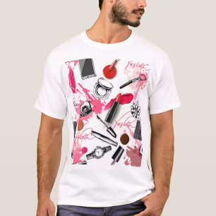 Hand-drawn makeup, vintage graphic pattern. T-Shirt