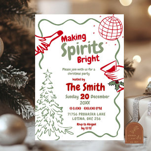 Hand Drawn Making Spirit Bright Christmas Party Invitation
