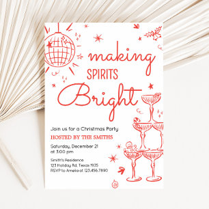 Hand Drawn Making Spirits Bright Christmas Party Invitation