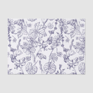 Hand Drawn Mallow Medicinal Cosmetic Wildflower Ti Tissue Paper