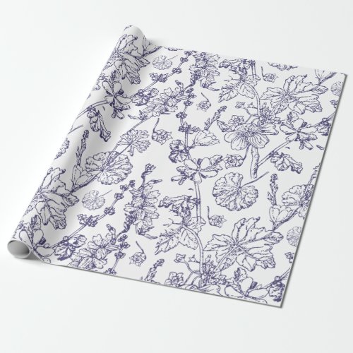 Hand Drawn Mallow Medicinal Cosmetic Wildflower Wr Wrapping Paper