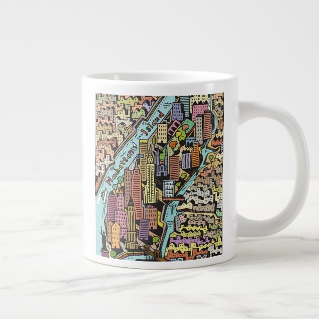 Hand Drawn Map of New York City Giant Coffee Mug (Right)
