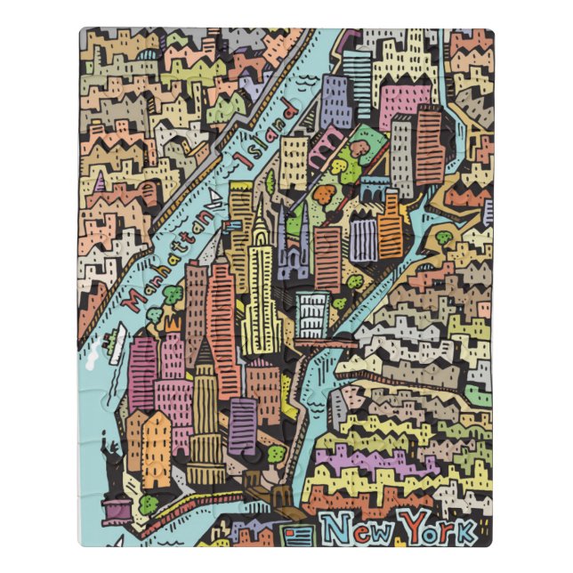 Hand Drawn Map of New York City Jigsaw Puzzle (Puzzle Vertical)