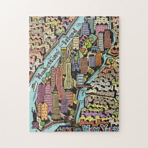 Hand Drawn Map of New York City Jigsaw Puzzle