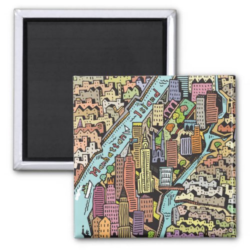 Hand Drawn Map of New York City Magnet