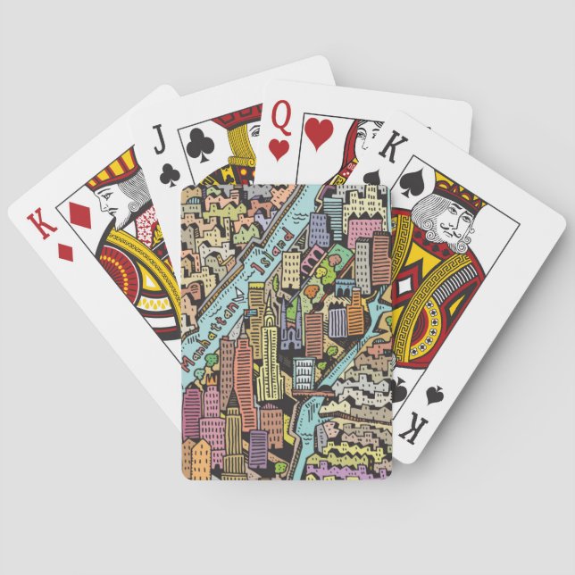 Hand Drawn Map of New York City Poker Cards (Back)