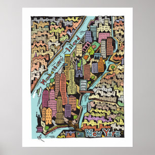 Hand Drawn Map of New York City Poster