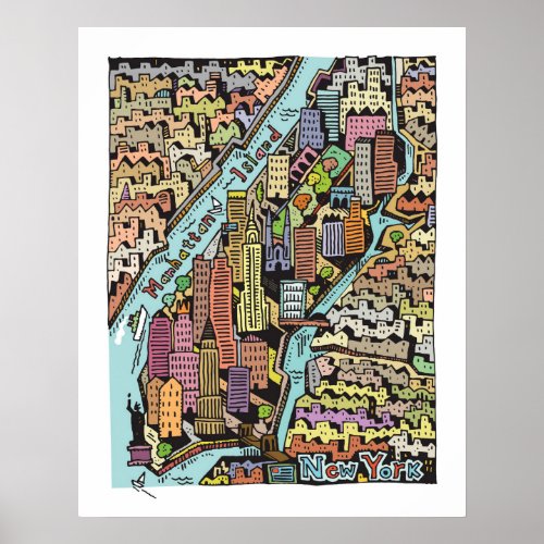 Hand Drawn Map of New York City Poster